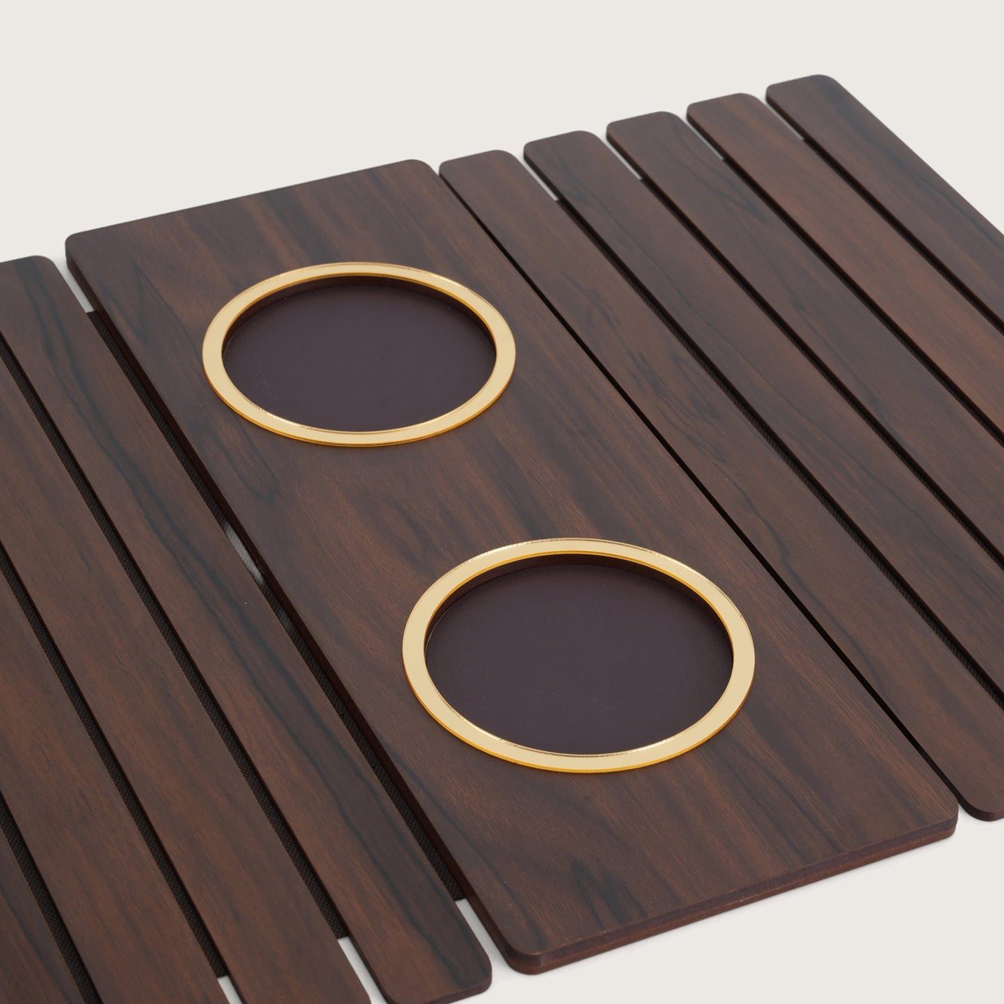 Contemporary Espresso Rigid Sofa Armrest Tray with Anti-Slip Center