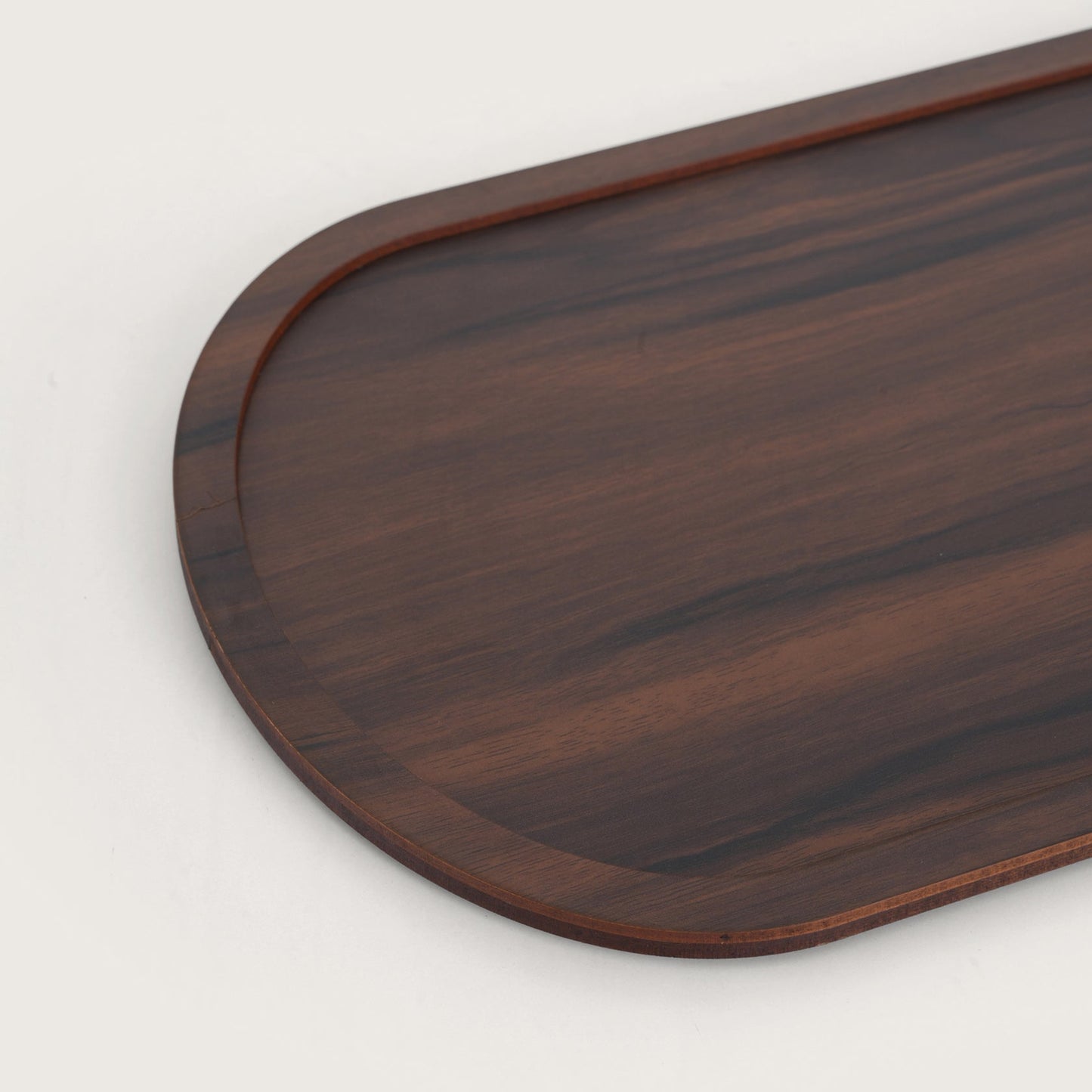 Contemporary Oak-Tone Oval Sofa Tray