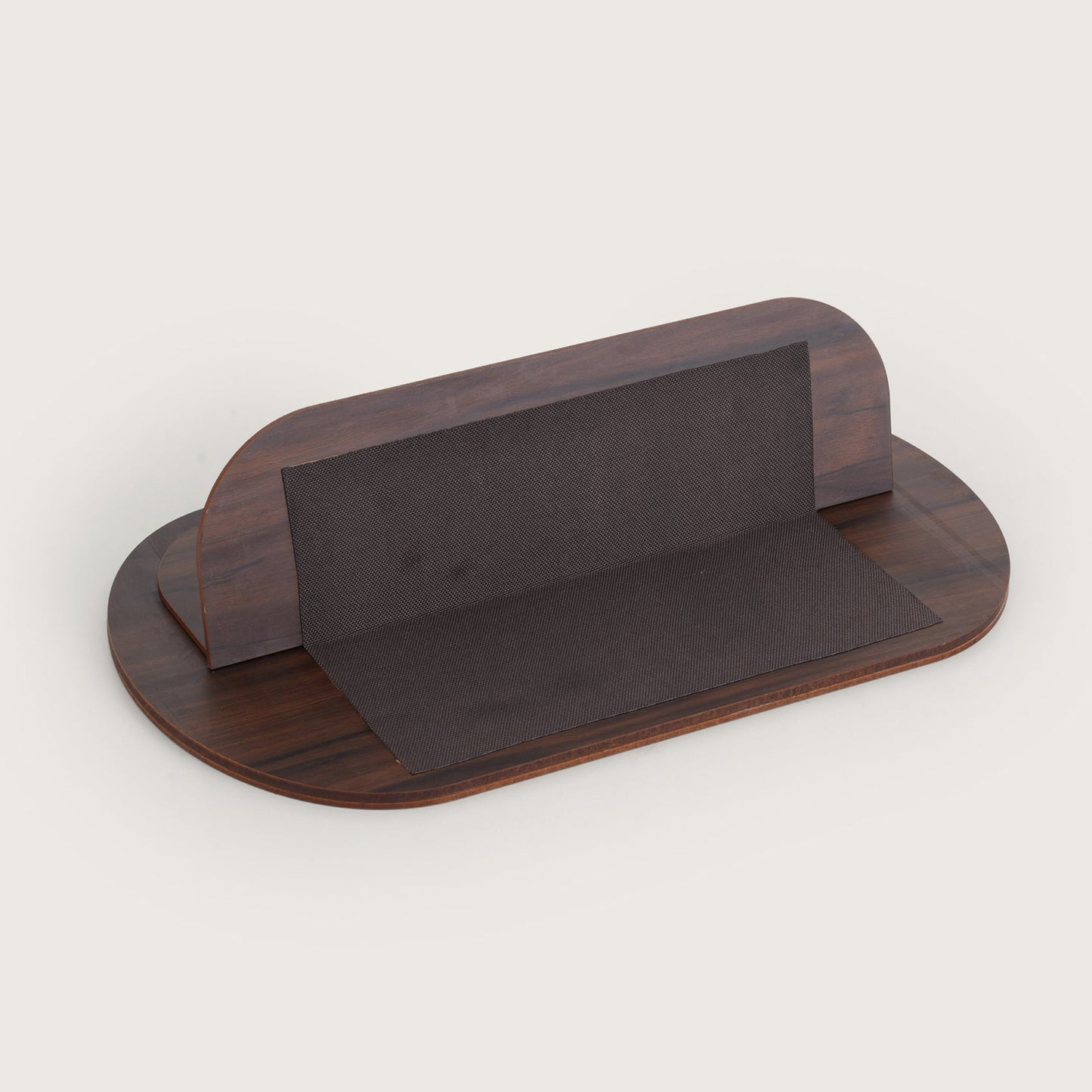 Contemporary Oak-Tone Oval Sofa Tray