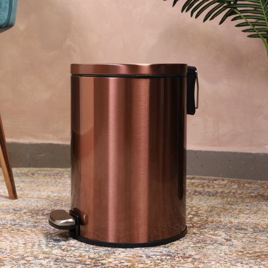 European Pedal Ss Trash Can | Soft Close Dustbin | Rose Gold
